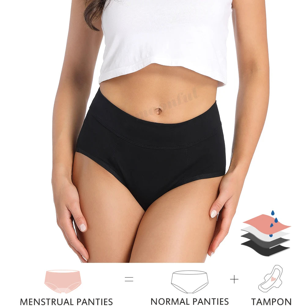 Culotte menstruelle en bambou à 4 couches très abondante pour femmes à flux fort, sous-vêtements menstruels de nuit, taille haute