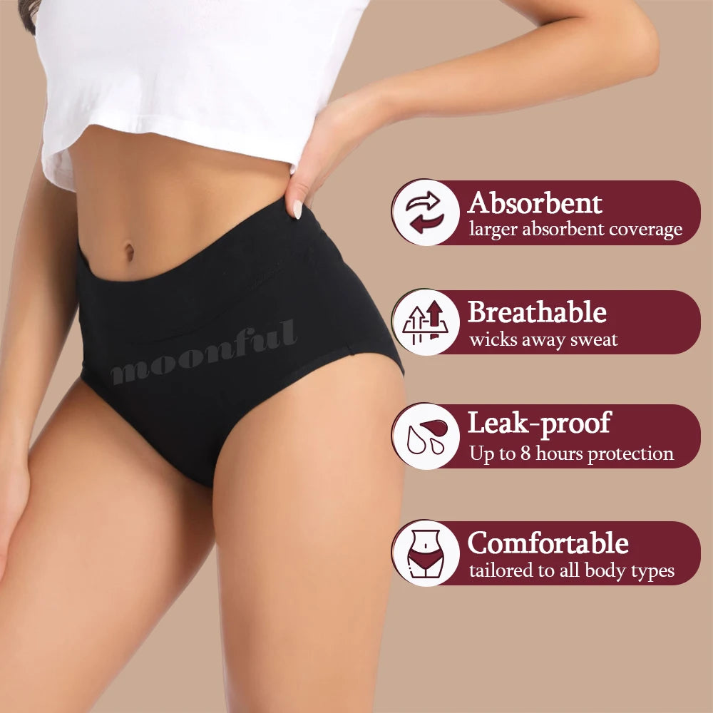 Culotte menstruelle en bambou à 4 couches très abondante pour femmes à flux fort, sous-vêtements menstruels de nuit, taille haute